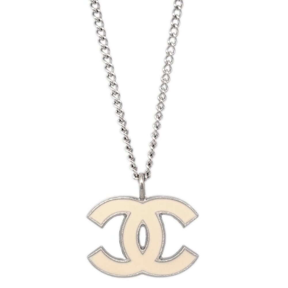 Chanel Chain Necklace Silver White 06P 134170